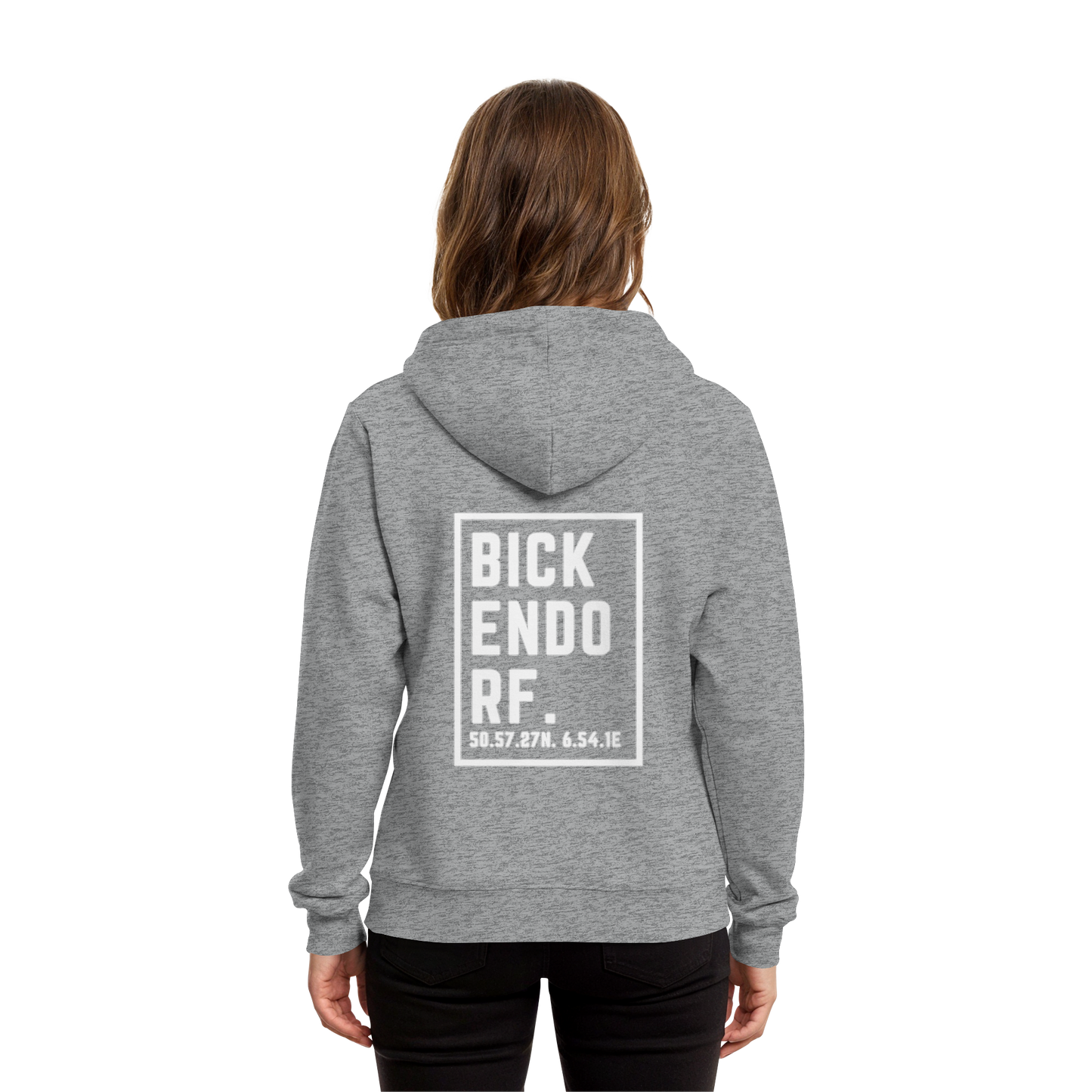 Bickendorf Koordinaten (großer Druck auf dem Rücken) - Organic Hoodie B&C
