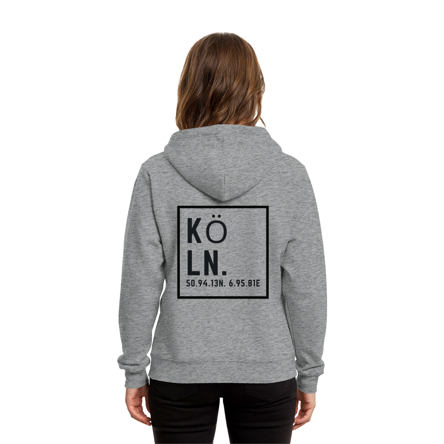 Köln Koordinaten (großer Druck auf dem Rücken) - Organic Hoodie B&C
