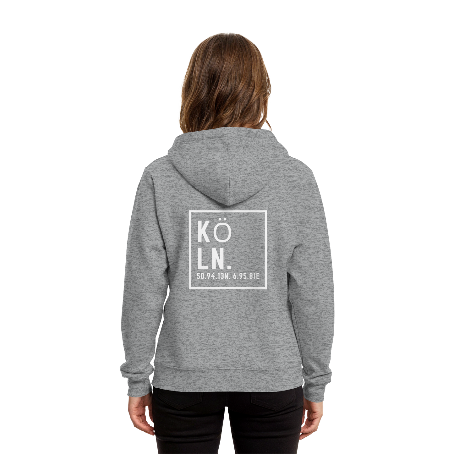 Köln Koordinaten (großer Druck auf dem Rücken) - Organic Hoodie B&C