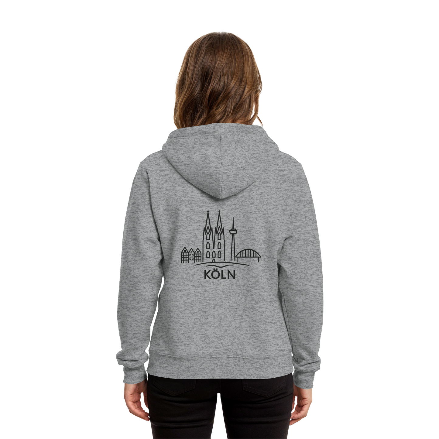 Köln Skyline (großer Druck auf dem Rücken) - Organic Hoodie B&C