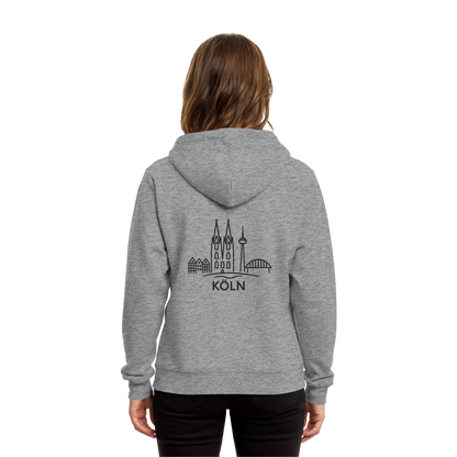 Köln Skyline (großer Druck auf dem Rücken) - Organic Hoodie B&C