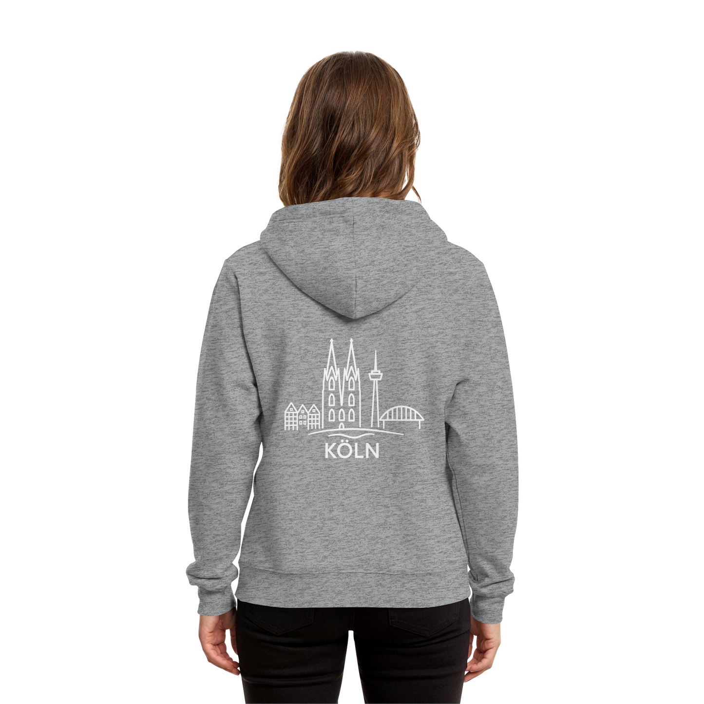 Köln Skyline (großer Druck auf dem Rücken) - Organic Hoodie B&C