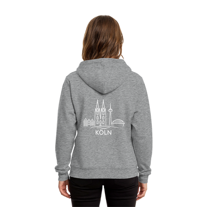 Köln Skyline (großer Druck auf dem Rücken) - Organic Hoodie B&C
