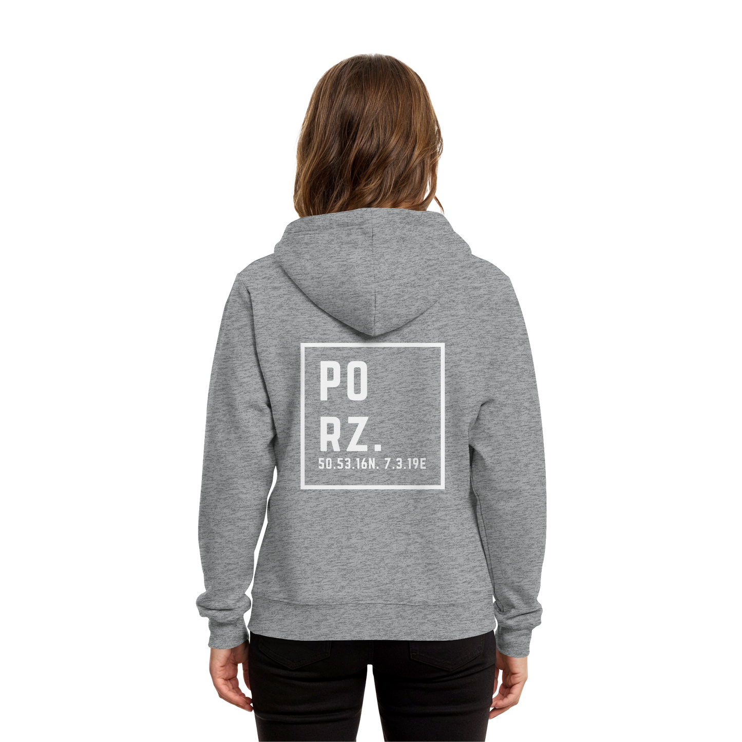 Porz Koordinaten (großer Druck Rücken) - Organic Hoodie B&C
