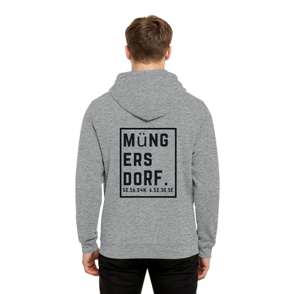 Müngersdorf Koordinaten (großer Druck auf dem Rücken) - Organic Hoodie B&C