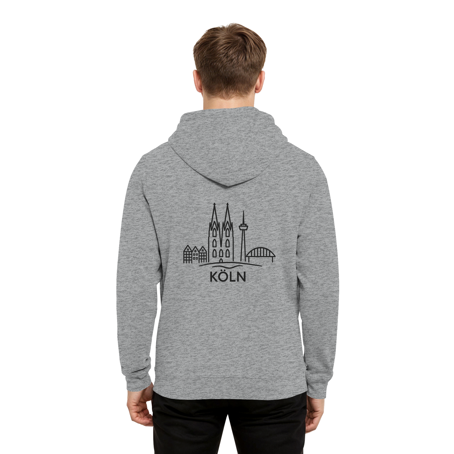 Köln Skyline (großer Druck auf dem Rücken) - Organic Hoodie B&C