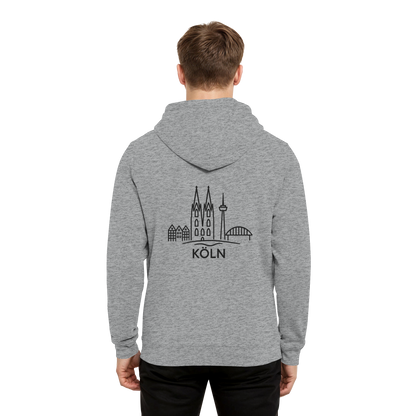 Köln Skyline (großer Druck auf dem Rücken) - Organic Hoodie B&C