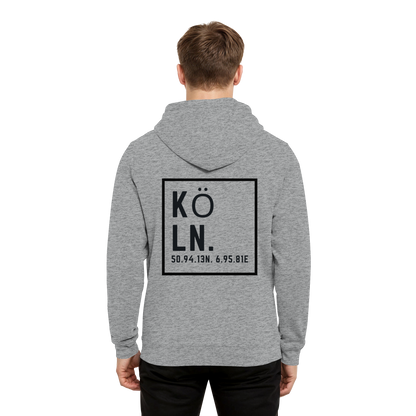 Köln Koordinaten (großer Druck auf dem Rücken) - Organic Hoodie B&C