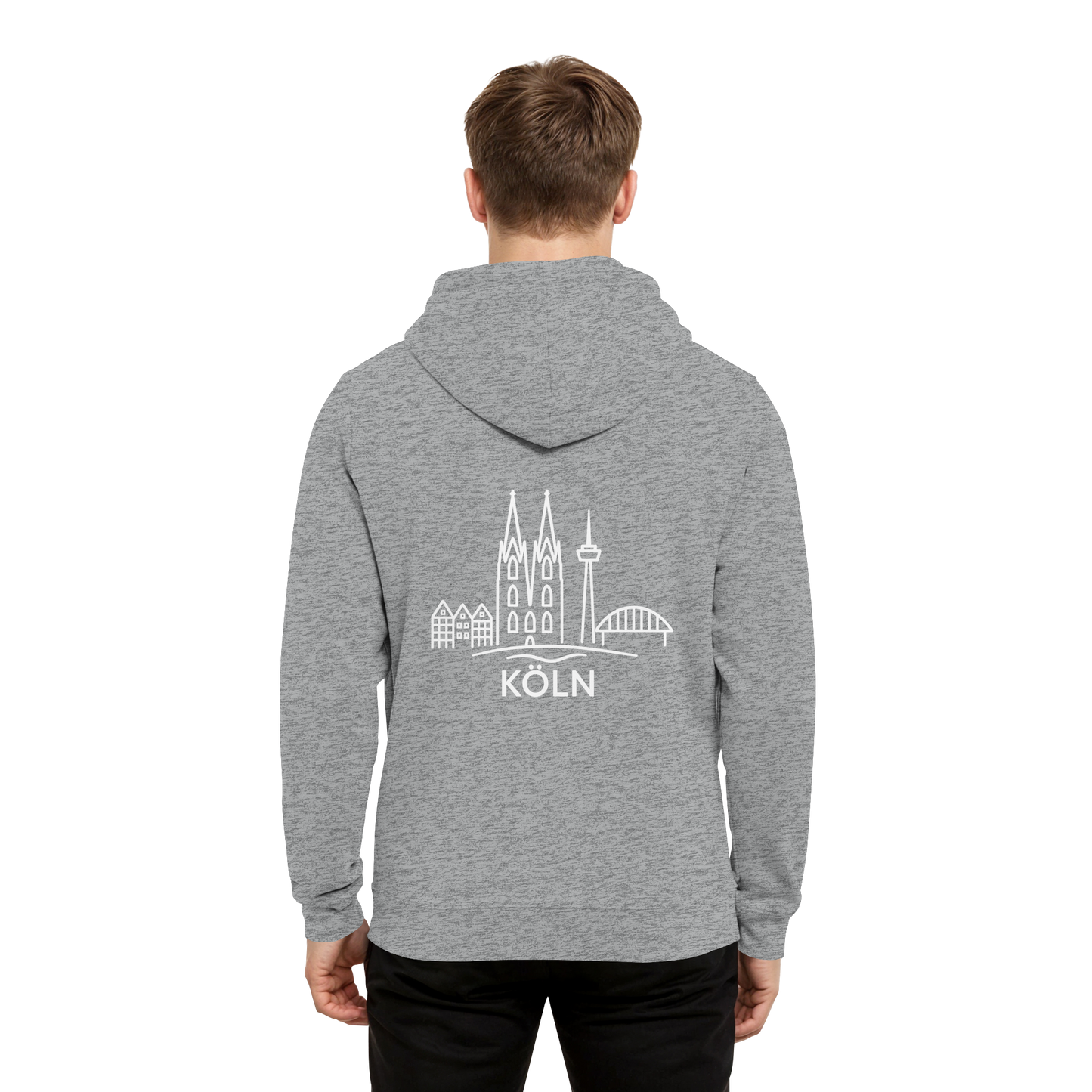 Köln Skyline (großer Druck auf dem Rücken) - Organic Hoodie B&C