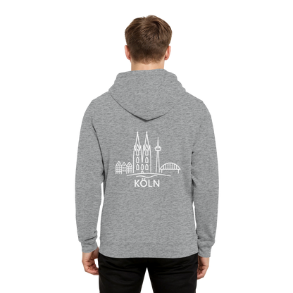 Köln Skyline (großer Druck auf dem Rücken) - Organic Hoodie B&C