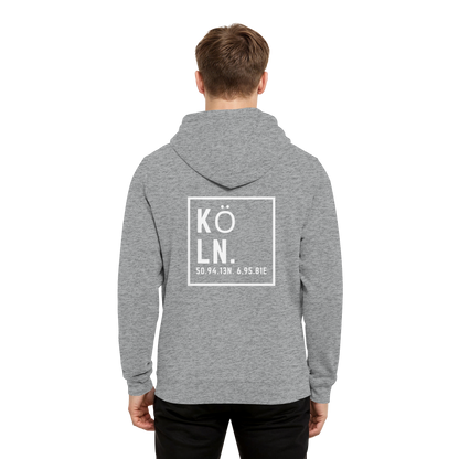 Köln Koordinaten (großer Druck auf dem Rücken) - Organic Hoodie B&C