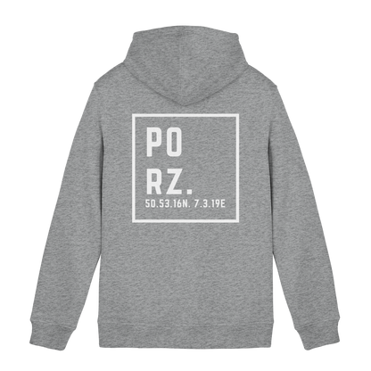 Porz Koordinaten (großer Druck Rücken) - Organic Hoodie B&C