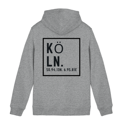 Köln Koordinaten (großer Druck auf dem Rücken) - Organic Hoodie B&C