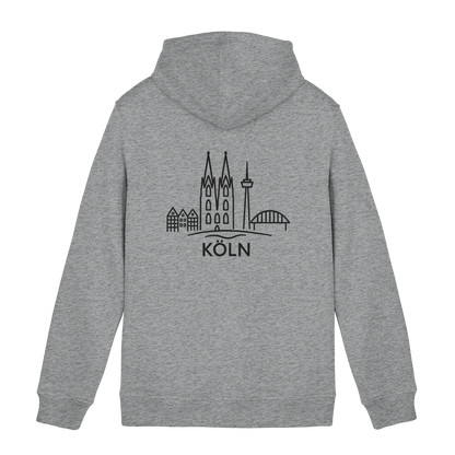 Köln Skyline (großer Druck auf dem Rücken) - Organic Hoodie B&C
