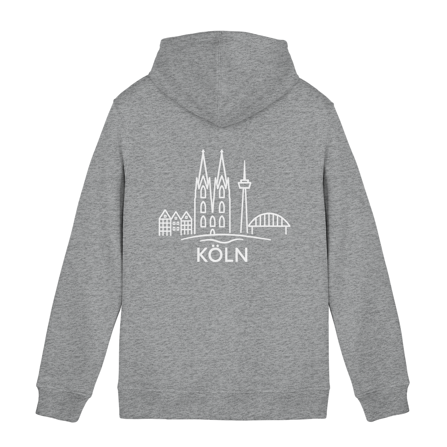 Köln Skyline (großer Druck auf dem Rücken) - Organic Hoodie B&C