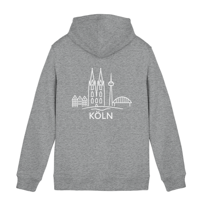 Köln Skyline (großer Druck auf dem Rücken) - Organic Hoodie B&C