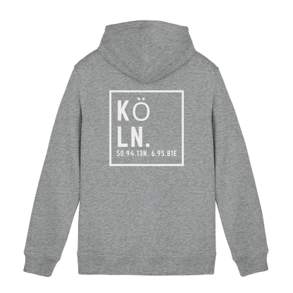 Köln Koordinaten (großer Druck auf dem Rücken) - Organic Hoodie B&C