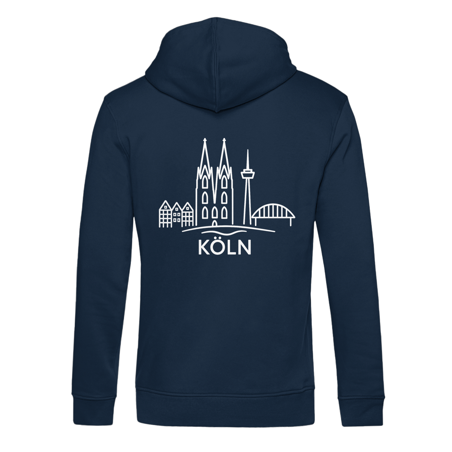 Köln Skyline (großer Druck auf dem Rücken) - Organic Hoodie B&C