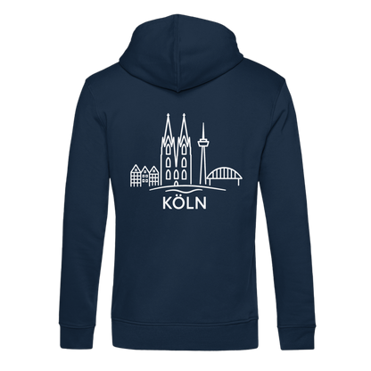 Köln Skyline (großer Druck auf dem Rücken) - Organic Hoodie B&C