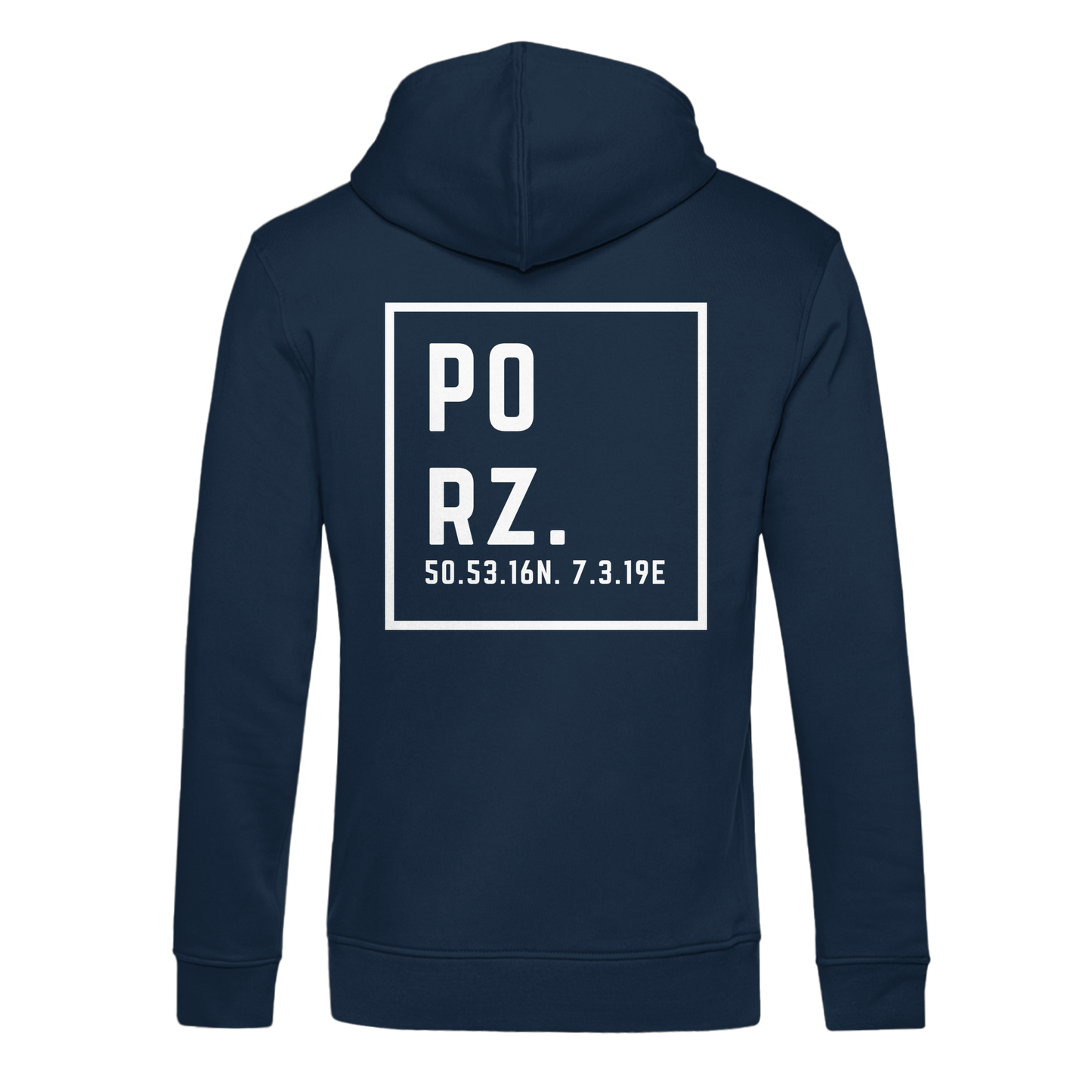 Porz Koordinaten (großer Druck Rücken) - Organic Hoodie B&C
