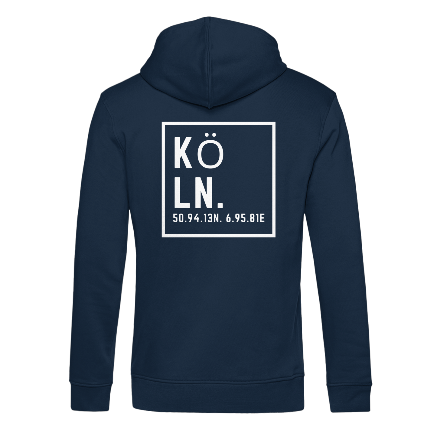 Köln Koordinaten (großer Druck auf dem Rücken) - Organic Hoodie B&C