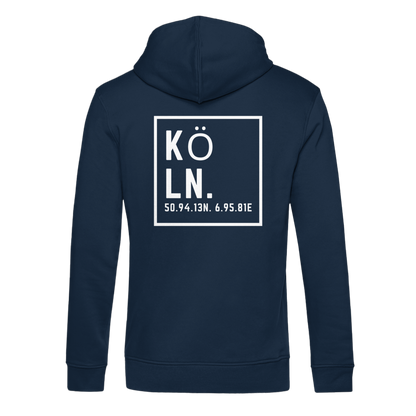 Köln Koordinaten (großer Druck auf dem Rücken) - Organic Hoodie B&C