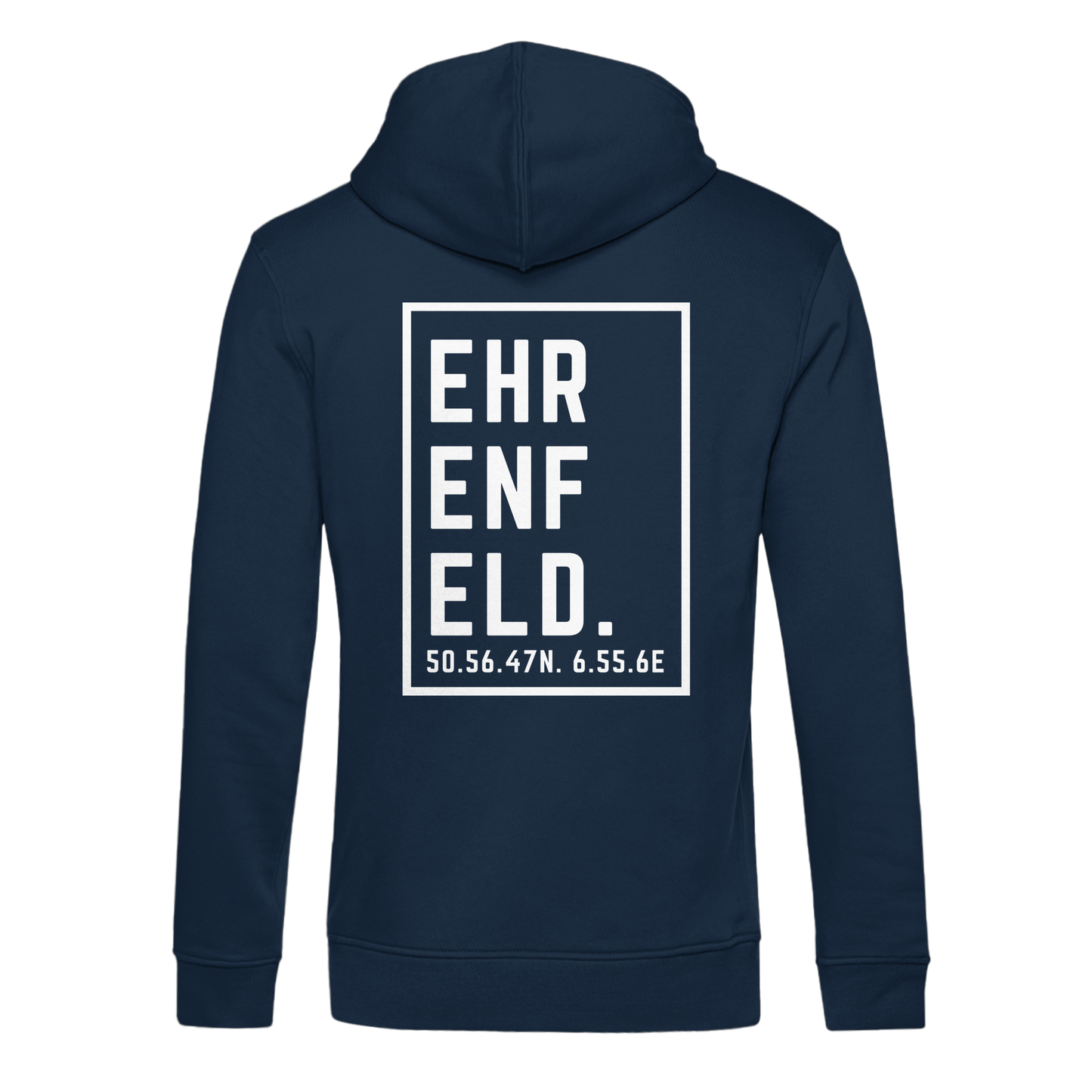 Ehrenfeld Koordinaten (großer Druck auf dem Rücken) - Organic Hoodie B&C