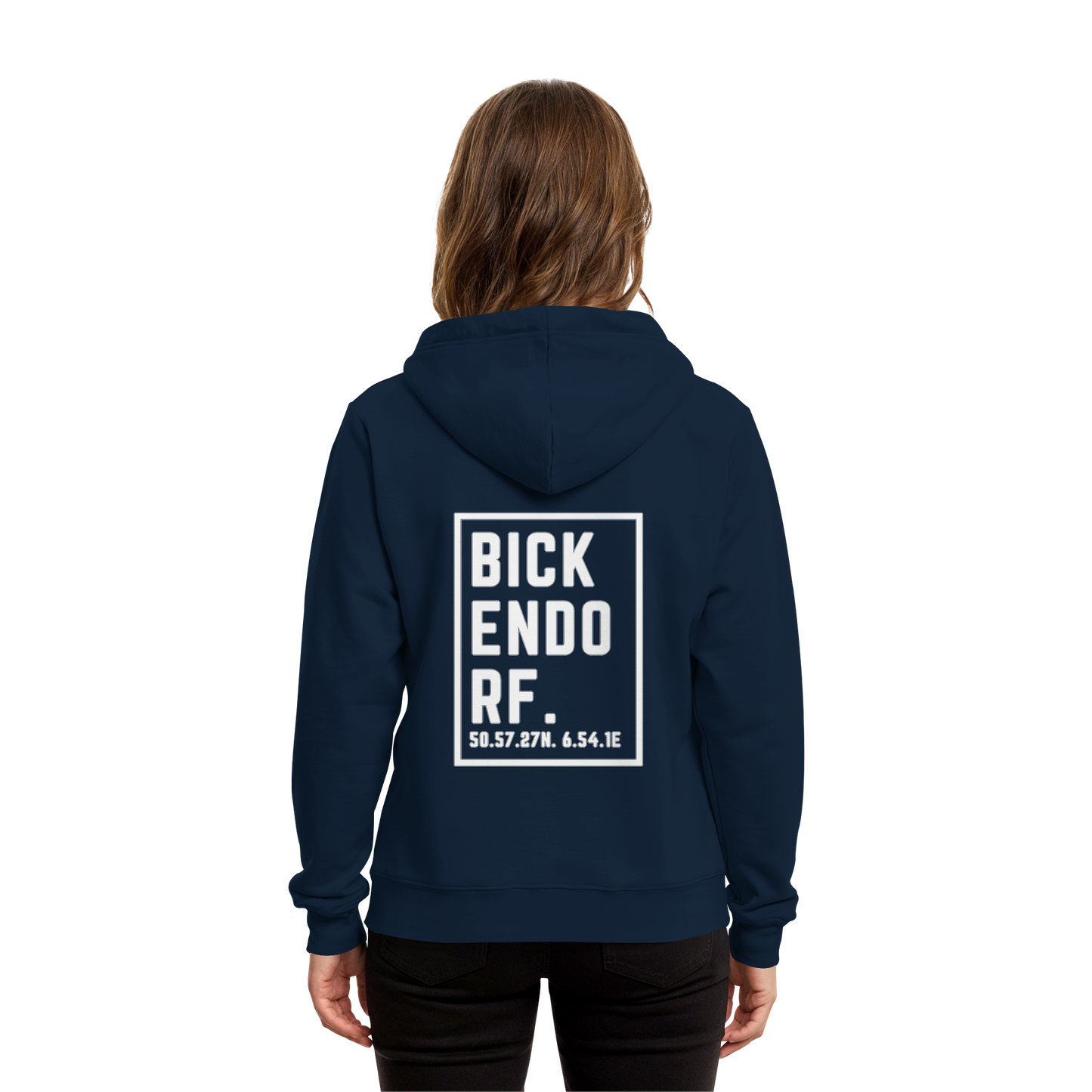 Bickendorf Koordinaten (großer Druck auf dem Rücken) - Organic Hoodie B&C