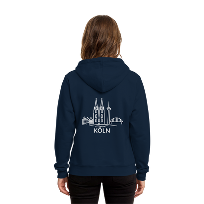 Köln Skyline (großer Druck auf dem Rücken) - Organic Hoodie B&C