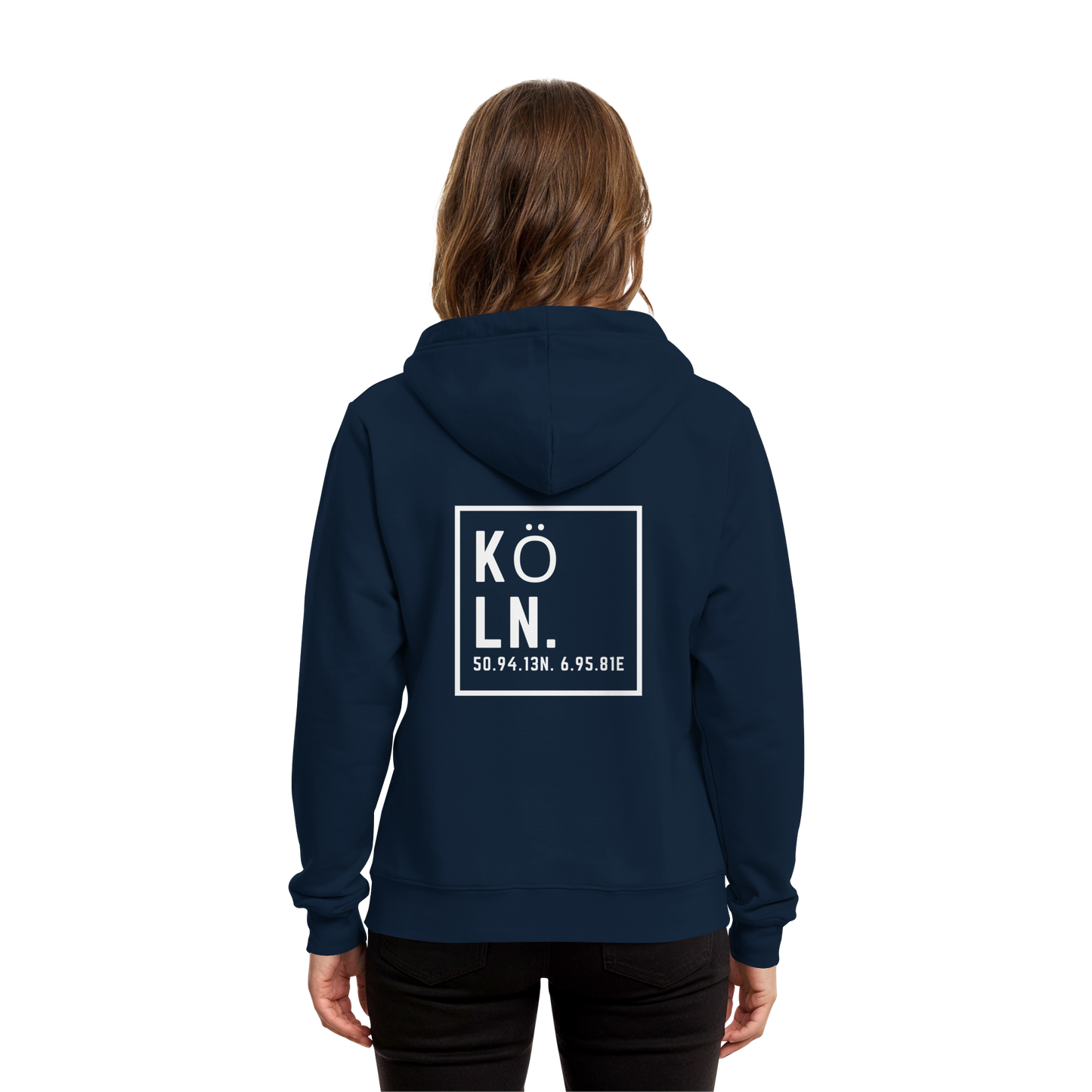 Köln Koordinaten (großer Druck auf dem Rücken) - Organic Hoodie B&C
