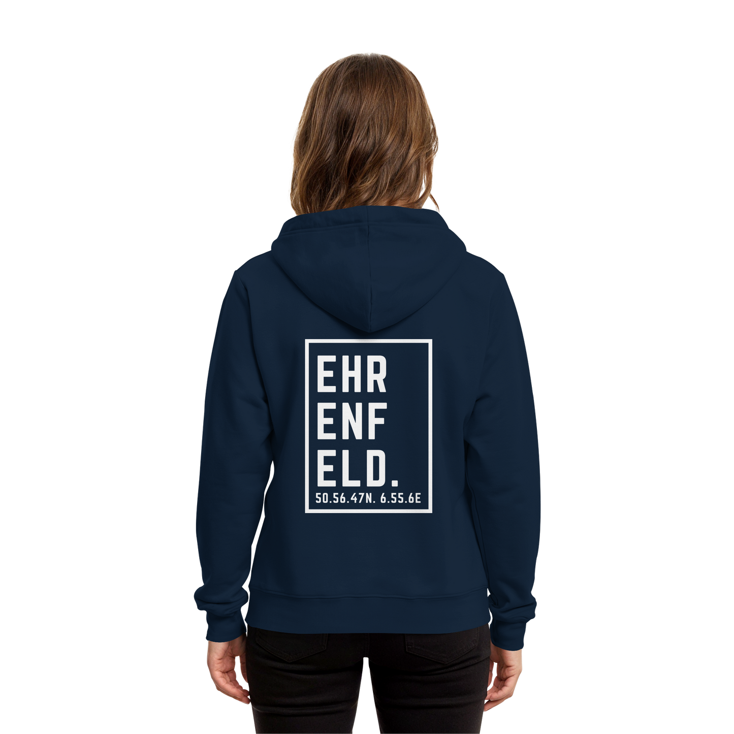 Ehrenfeld Koordinaten (großer Druck auf dem Rücken) - Organic Hoodie B&C