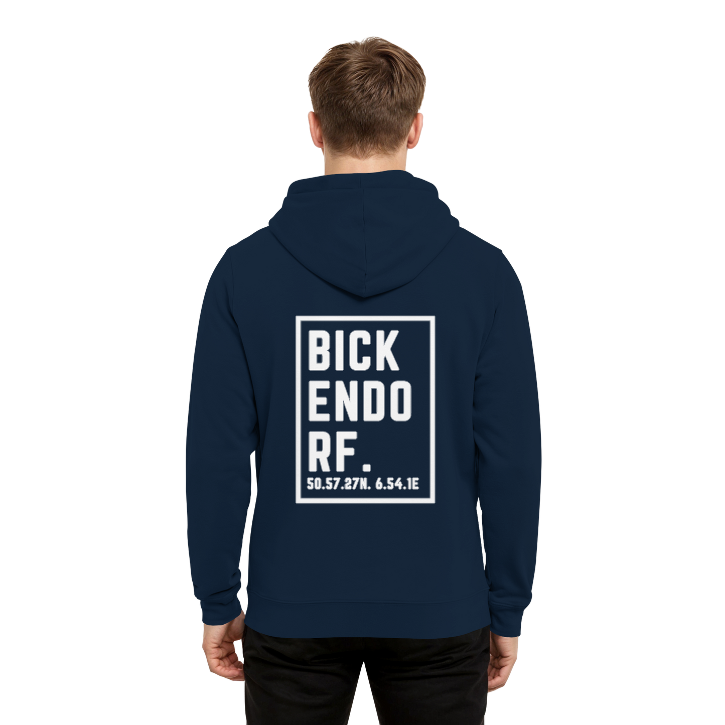 Bickendorf Koordinaten (großer Druck auf dem Rücken) - Organic Hoodie B&C