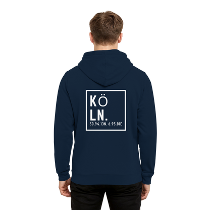 Köln Koordinaten (großer Druck auf dem Rücken) - Organic Hoodie B&C