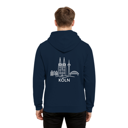 Köln Skyline (großer Druck auf dem Rücken) - Organic Hoodie B&C