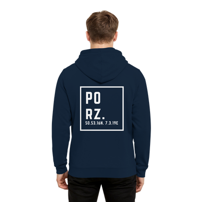 Porz Koordinaten (großer Druck Rücken) - Organic Hoodie B&C