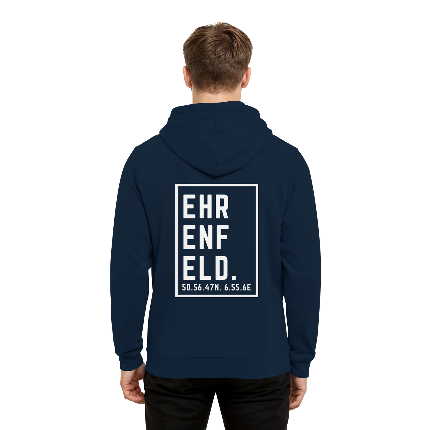 Ehrenfeld Koordinaten (großer Druck auf dem Rücken) - Organic Hoodie B&C