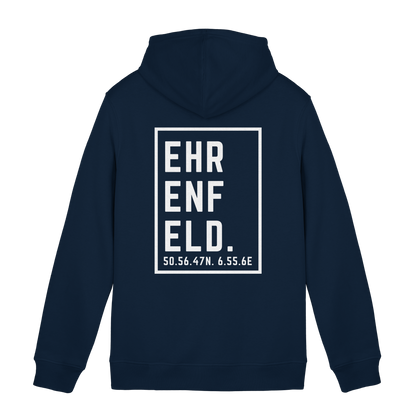 Ehrenfeld Koordinaten (großer Druck auf dem Rücken) - Organic Hoodie B&C