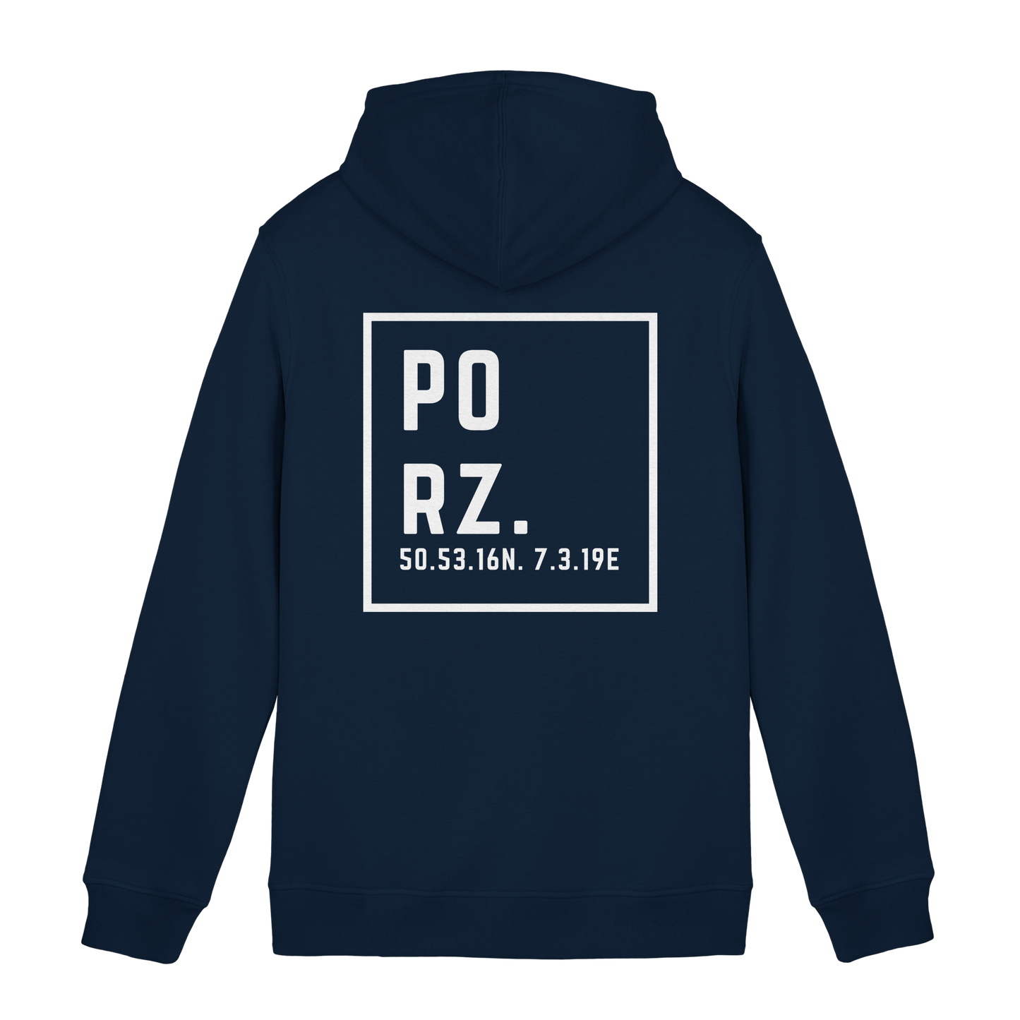 Porz Koordinaten (großer Druck Rücken) - Organic Hoodie B&C