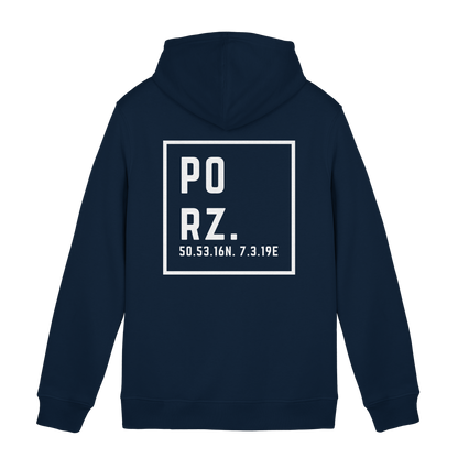 Porz Koordinaten (großer Druck Rücken) - Organic Hoodie B&C