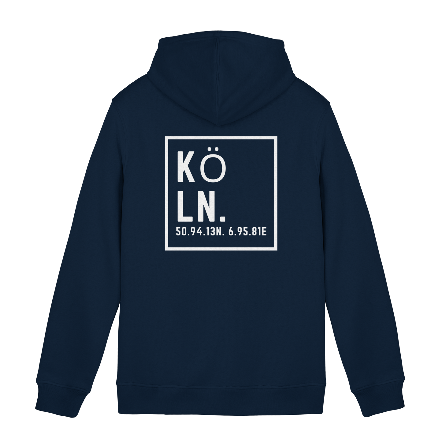 Köln Koordinaten (großer Druck auf dem Rücken) - Organic Hoodie B&C