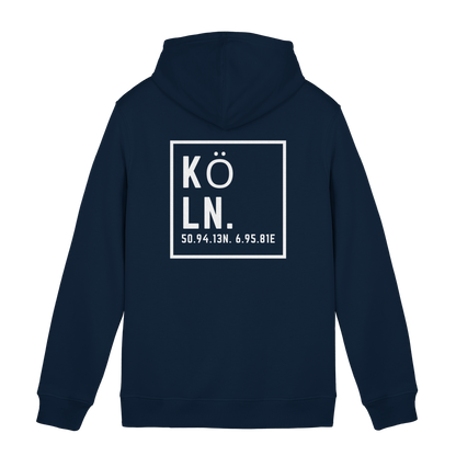 Köln Koordinaten (großer Druck auf dem Rücken) - Organic Hoodie B&C