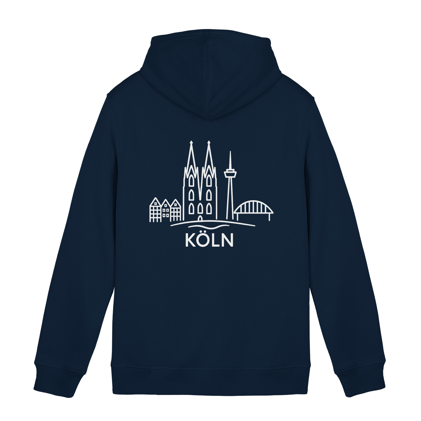 Köln Skyline (großer Druck auf dem Rücken) - Organic Hoodie B&C