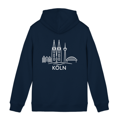 Köln Skyline (großer Druck auf dem Rücken) - Organic Hoodie B&C