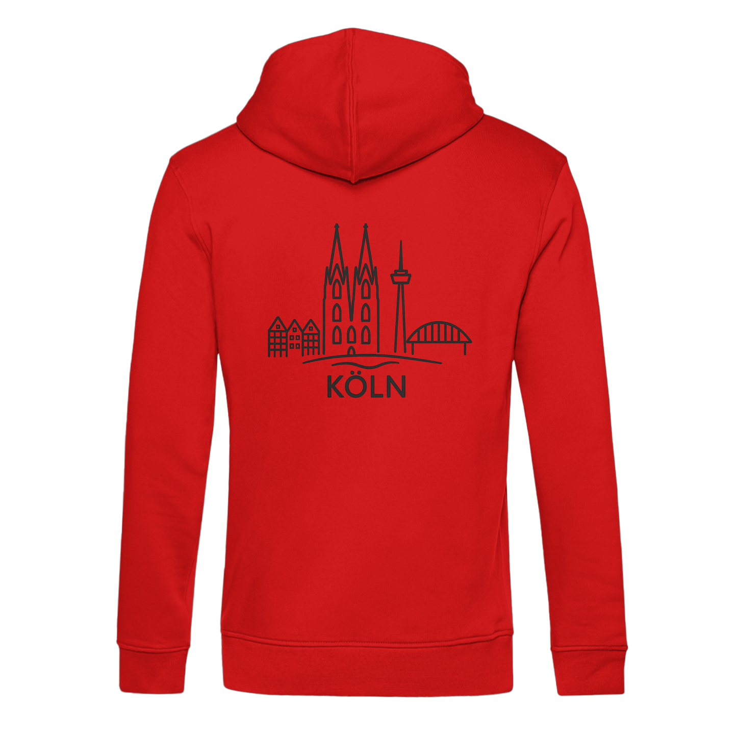 Köln Skyline (großer Druck auf dem Rücken) - Organic Hoodie B&C