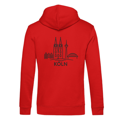 Köln Skyline (großer Druck auf dem Rücken) - Organic Hoodie B&C