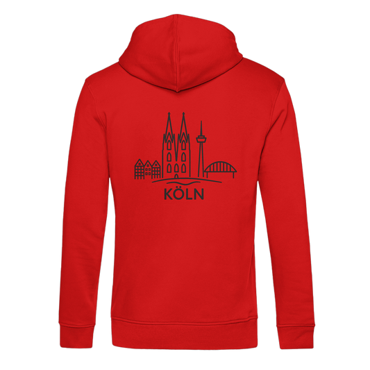 Köln Skyline (großer Druck auf dem Rücken) - Organic Hoodie B&C