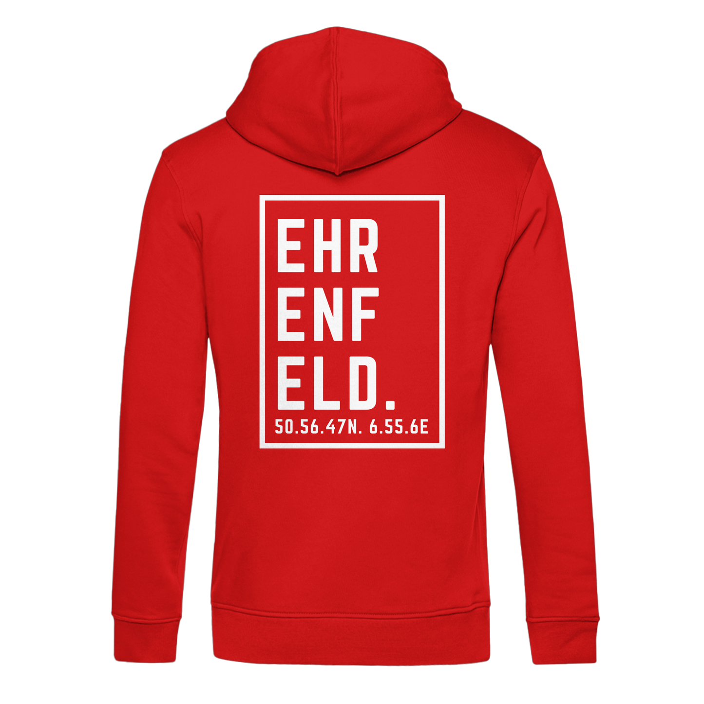 Ehrenfeld Koordinaten (großer Druck auf dem Rücken) - Organic Hoodie B&C