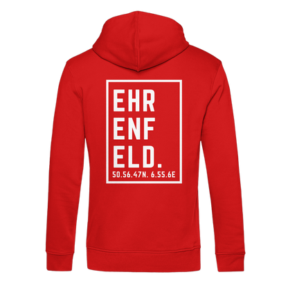 Ehrenfeld Koordinaten (großer Druck auf dem Rücken) - Organic Hoodie B&C