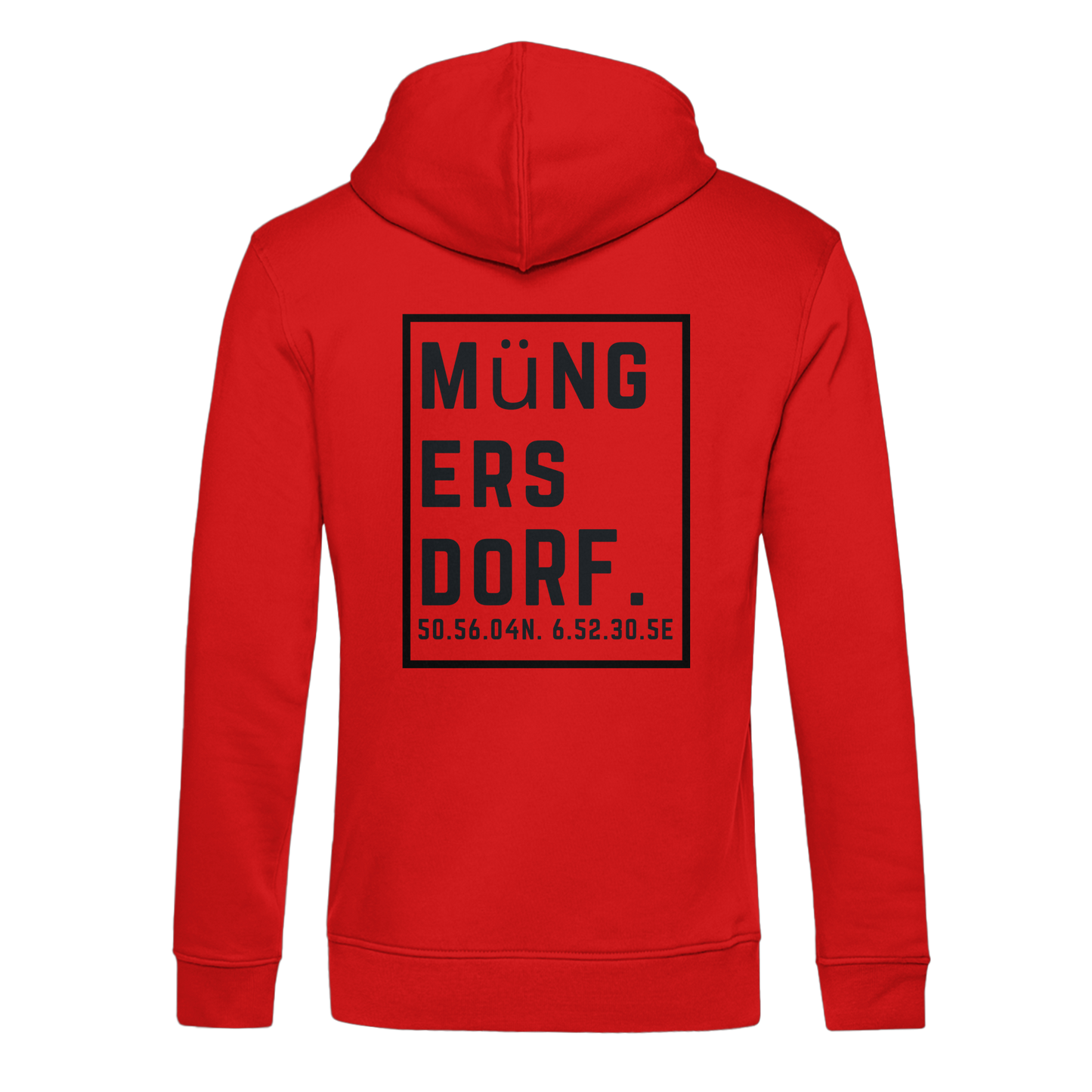 Müngersdorf Koordinaten (großer Druck auf dem Rücken) - Organic Hoodie B&C
