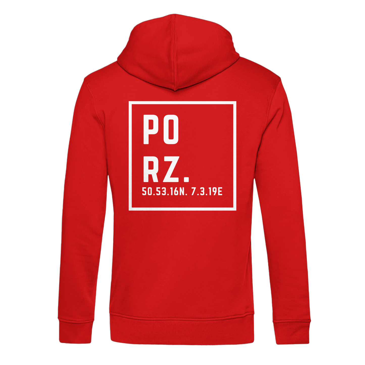 Porz Koordinaten (großer Druck Rücken) - Organic Hoodie B&C